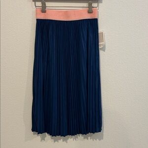 LuLaRoe Navy Pleated Skirt with Pink Waistband